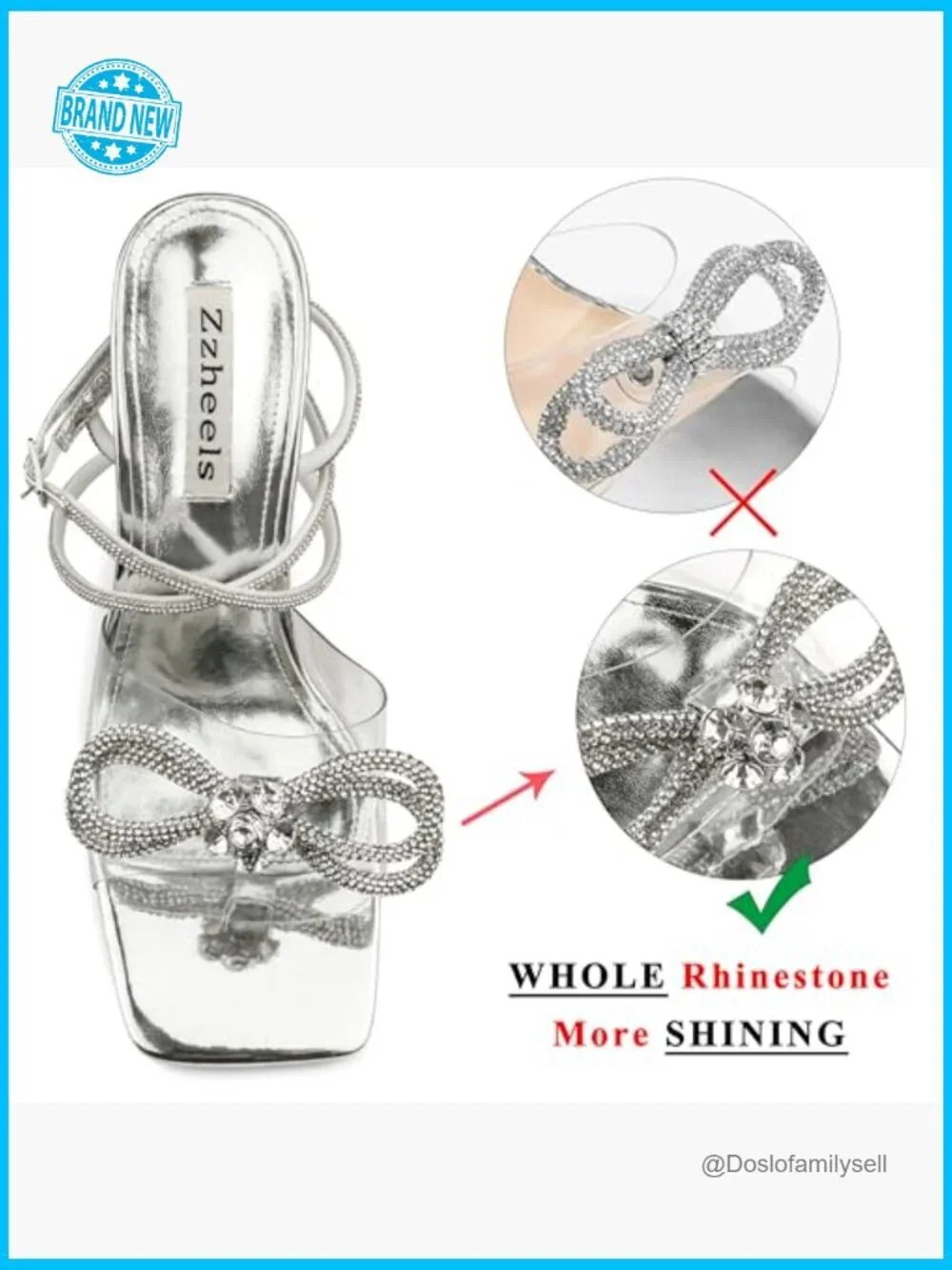 Clear Slingback Heels Square Toe Chunky Heel Party Wedding Dress Sandals